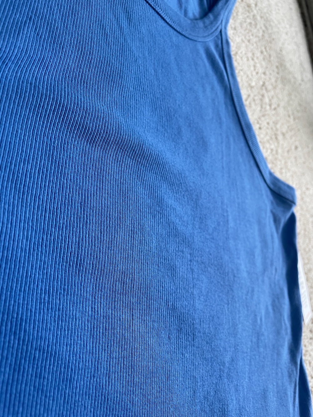 Lucky Brand Light Blue Fitted High Neck Ribbed Knit Sleeveless Tank Top Size XL - Picture 4 of 9